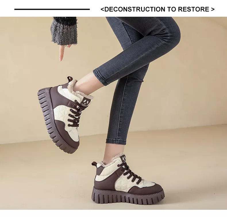 Women's High-Top Fleece-Lined Warm Casual Sports Sneakers for Winter