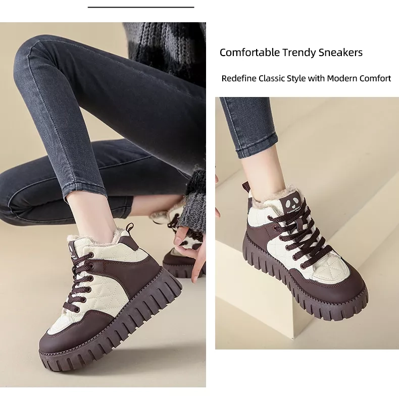 Women's High-Top Fleece-Lined Warm Casual Sports Sneakers for Winter