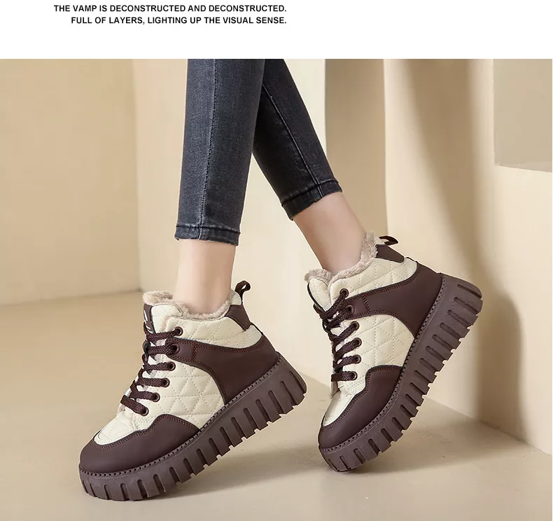 Women's High-Top Fleece-Lined Warm Casual Sports Sneakers for Winter