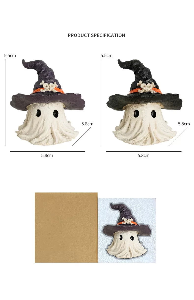 Halloween Horror Wizard Hat Little Ghost Creative Resin Craft Gift Garden Decoration