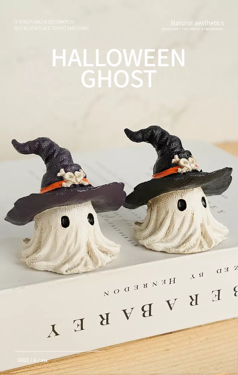 Halloween Horror Wizard Hat Little Ghost Creative Resin Craft Gift Garden Decoration