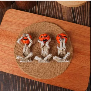 Meditation Yoga Pumpkin-Head Skull Doll Ornament, Halloween Horror Doll for Home Decoration & Scene Setup