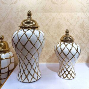 Electroplated Temple Jar - Ceramic European - style Flower - inserting Vase, a Light - luxury Handicraft Ornament for Decoration