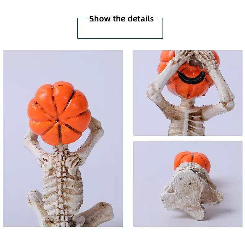 Meditation Yoga Pumpkin-Head Skull Doll Ornament, Halloween Horror Doll for Home Decoration & Scene Setup