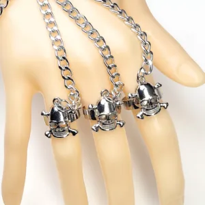 Rivet Leather Ring with Halloween Skull Bat Design