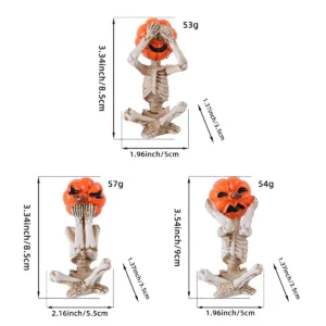 Meditation Yoga Pumpkin-Head Skull Doll Ornament, Halloween Horror Doll for Home Decoration & Scene Setup