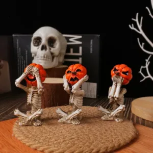 Meditation Yoga Pumpkin-Head Skull Doll Ornament, Halloween Horror Doll for Home Decoration & Scene Setup